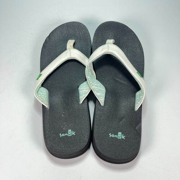 Sanuk Yoga Serenity 4 Black White Flip Flops Sandals SWS10821S Women’s Size 11 - Picture 7 of 9